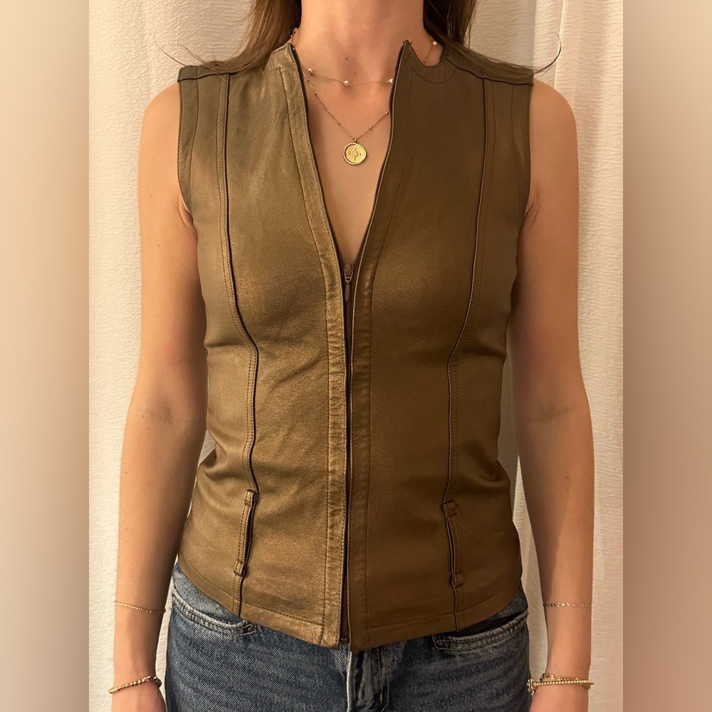 Vintage Leather Plein Sud Zip Vest